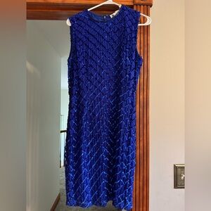 Vintage Blue Beaded Sleeveless Dress